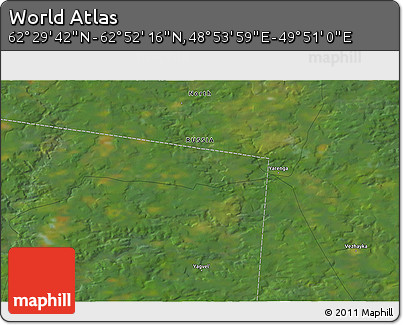 Satellite 3D Map of the Area around 62° 40' 59" N, 49° 22' 30" E
