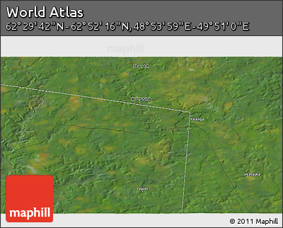 Satellite 3D Map of the Area around 62° 40' 59" N, 49° 22' 30" E