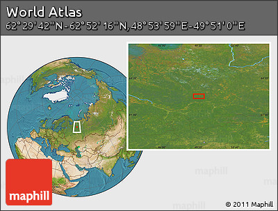 Satellite Location Map of the Area around 62° 40' 59" N, 49° 22' 30" E