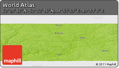 Physical Panoramic Map of the Area around 62° 40' 59" N, 49° 22' 30" E