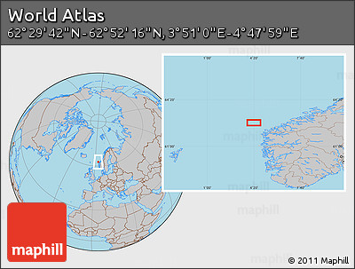 Gray Location Map of the Area around 62° 40' 59" N, 4° 19' 30" E