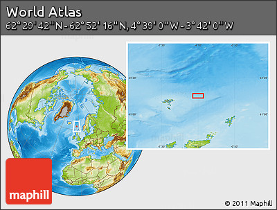 Physical Location Map of the Area around 62° 40' 59" N, 4° 10' 30" W