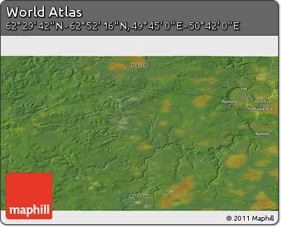 Satellite 3D Map of the Area around 62° 40' 59" N, 50° 13' 30" E