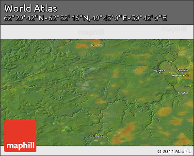 Satellite 3D Map of the Area around 62° 40' 59" N, 50° 13' 30" E