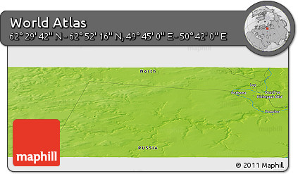 Physical Panoramic Map of the Area around 62° 40' 59" N, 50° 13' 30" E