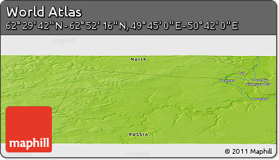 Physical Panoramic Map of the Area around 62° 40' 59" N, 50° 13' 30" E