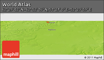 Physical Panoramic Map of the Area around 62° 40' 59" N, 51° 55' 29" E