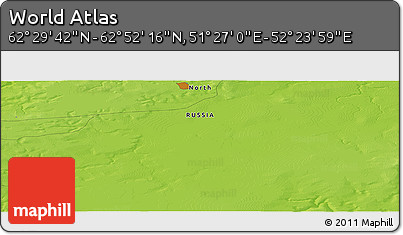 Physical Panoramic Map of the Area around 62° 40' 59" N, 51° 55' 29" E