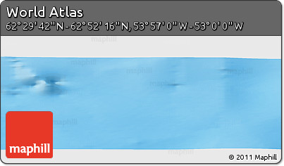 Physical Panoramic Map of the Area around 62° 40' 59" N, 53° 28' 30" W