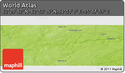 Physical Panoramic Map of the Area around 62° 40' 59" N, 55° 19' 30" E