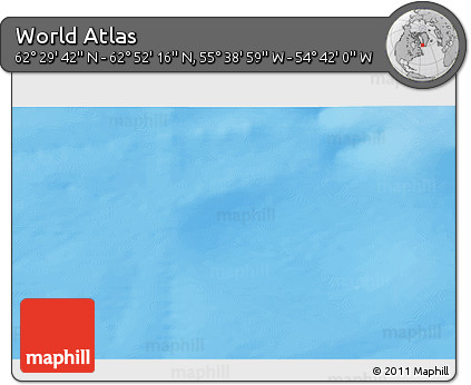 Physical 3D Map of the Area around 62° 40' 59" N, 55° 10' 29" W