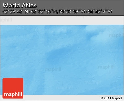 Physical 3D Map of the Area around 62° 40' 59" N, 55° 10' 29" W