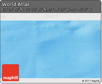 Physical 3D Map of the Area around 62° 40' 59" N, 55° 10' 29" W