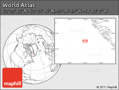 Blank Location Map of the Area around 62° 40' 59" N, 55° 10' 29" W