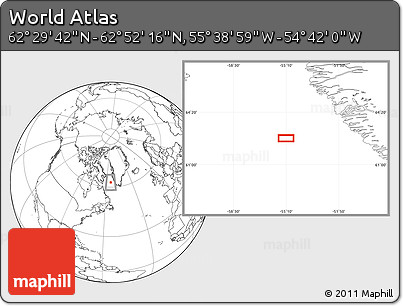 Blank Location Map of the Area around 62° 40' 59" N, 55° 10' 29" W