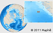 Shaded Relief Location Map of the area around 62° 40' 59" N, 55° 10' 29" W