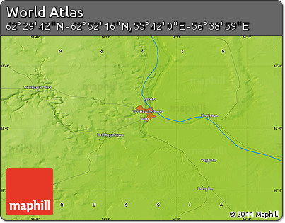 Physical Map of the Area around 62° 40' 59" N, 56° 10' 29" E