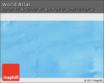 Physical 3D Map of the Area around 62° 40' 59" N, 56° 52' 30" W