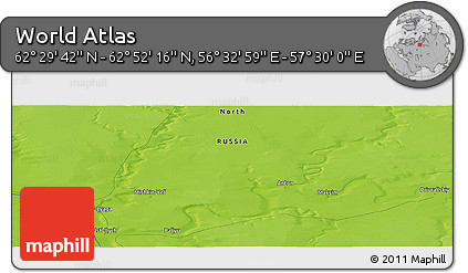 Physical Panoramic Map of the Area around 62° 40' 59" N, 57° 1' 29" E