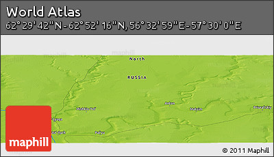Physical Panoramic Map of the Area around 62° 40' 59" N, 57° 1' 29" E