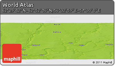 Physical Panoramic Map of the Area around 62° 40' 59" N, 57° 1' 29" E