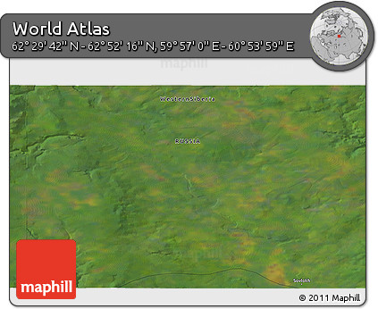 Satellite 3D Map of the Area around 62° 40' 59" N, 60° 25' 29" E