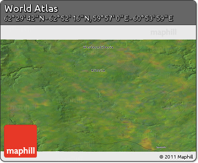Satellite 3D Map of the Area around 62° 40' 59" N, 60° 25' 29" E