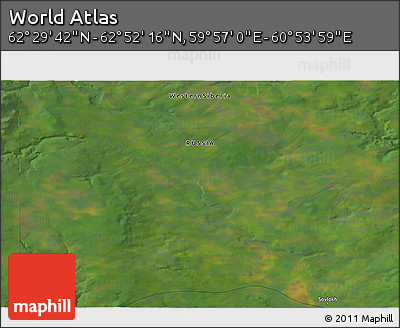 Satellite 3D Map of the Area around 62° 40' 59" N, 60° 25' 29" E