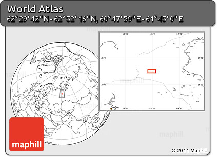 Blank Location Map of the Area around 62° 40' 59" N, 61° 16' 29" E