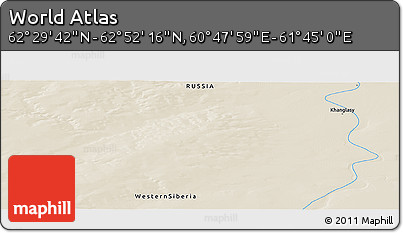 Shaded Relief Panoramic Map of the Area around 62° 40' 59" N, 61° 16' 29" E