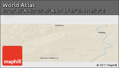 Shaded Relief Panoramic Map of the Area around 62° 40' 59" N, 61° 16' 29" E