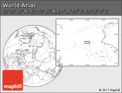 Blank Location Map of the Area around 62° 40' 59" N, 62° 7' 30" E