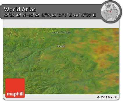 Satellite 3D Map of the Area around 62° 40' 59" N, 63° 49' 30" E