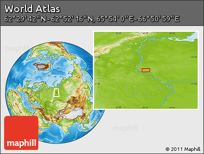 Physical Location Map of the Area around 62° 40' 59" N, 66° 22' 30" E
