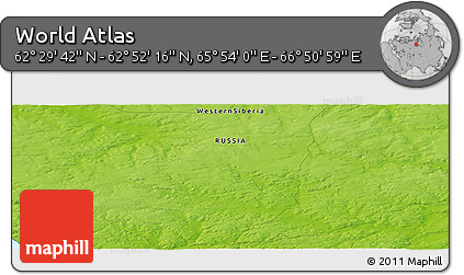 Physical Panoramic Map of the Area around 62° 40' 59" N, 66° 22' 30" E