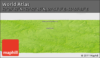 Physical Panoramic Map of the Area around 62° 40' 59" N, 66° 22' 30" E