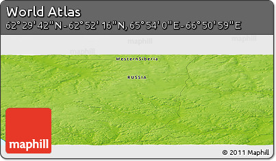 Physical Panoramic Map of the Area around 62° 40' 59" N, 66° 22' 30" E