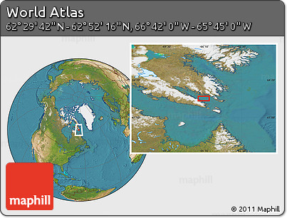 Satellite Location Map of the Area around 62° 40' 59" N, 66° 13' 29" W