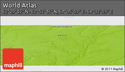 Physical Panoramic Map of the Area around 62° 40' 59" N, 68° 4' 29" E