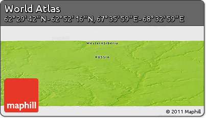 Physical Panoramic Map of the Area around 62° 40' 59" N, 68° 4' 29" E