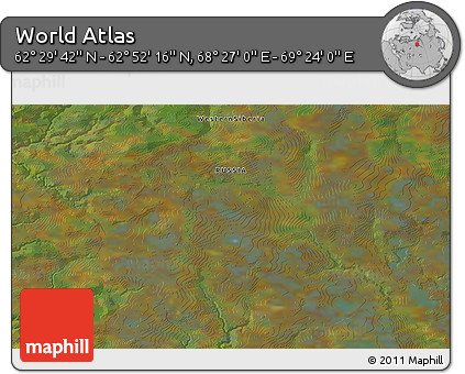 Satellite 3D Map of the Area around 62° 40' 59" N, 68° 55' 30" E