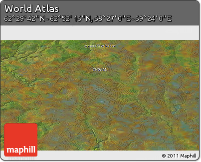 Satellite 3D Map of the Area around 62° 40' 59" N, 68° 55' 30" E