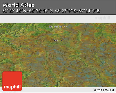 Satellite 3D Map of the Area around 62° 40' 59" N, 68° 55' 30" E