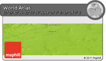 Physical Panoramic Map of the Area around 62° 40' 59" N, 68° 55' 30" E