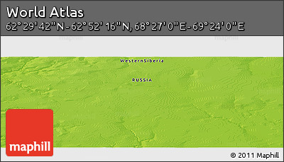 Physical Panoramic Map of the Area around 62° 40' 59" N, 68° 55' 30" E