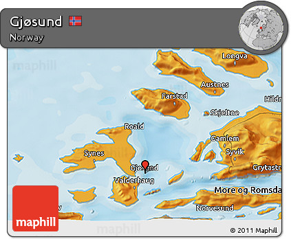 Political 3D Map of Gjøsund