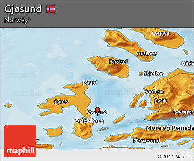 Political 3D Map of Gjøsund