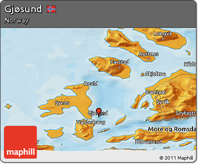 Political 3D Map of Gjøsund