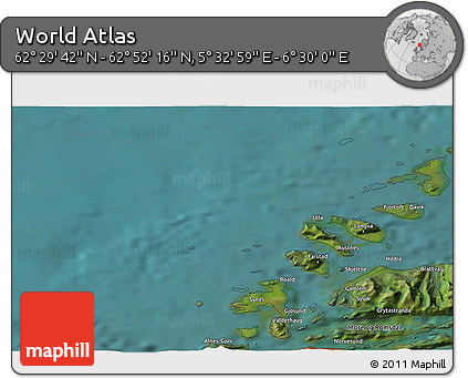 Satellite 3D Map of the Area around 62° 40' 59" N, 6° 1' 30" E