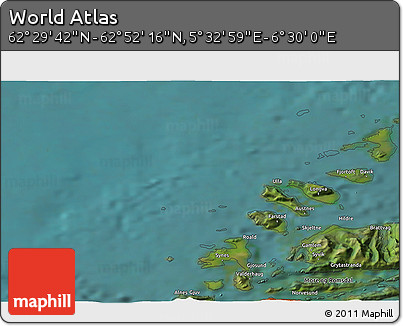 Satellite 3D Map of the Area around 62° 40' 59" N, 6° 1' 30" E
